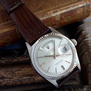 ロレックス 1803 オイスターパーペチュアルデイデイト 1965年 750WG 段落ダイヤル メンズ 腕時計 ROLEX アンティーク OH済1年保証