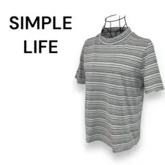 SIMPLE LIFE レディース トップス 半袖 ボーダー柄 グレー 白 青