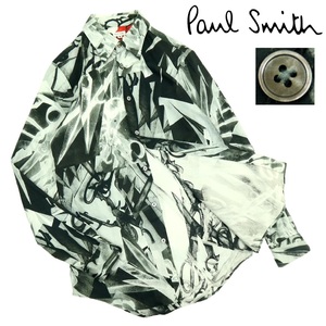 【B3128】【美品】Paul Smith ポールスミス 長袖シャツ ドレスシャツ 総柄 ハサミ柄 サイズM