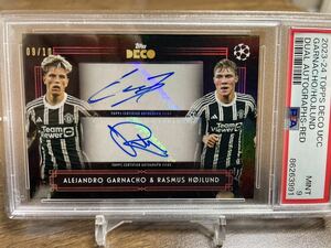 【PSA9】2023-24 Topps Deco UEFA Alejandro Garnacho & Rasmus Hojlund 直筆サインカード /10 ガルナチョ&ホイルンド Manchester United