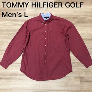 【送料無料】TOMMY HILFIGER GOLF 長袖シャツ赤チェック柄　メンズLサイズ　トミーヒルフィガー