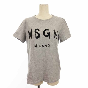 エムエスジーエム MSGM Tシャツ カットソー 半袖 ロゴ プリント クルーネック コットン イタリア製 1941MDM60 グレー L トップス レディー