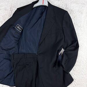 1円 良品 定価70万円！ XXL.2XL~XL.LL ブリオーニ Brioni スーツ セットアップ 総裏 裏地ロゴ総柄 段返り3B ウール メンズ ブラック 54