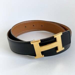 HERMES エルメス Hベルト コンスタンス レザーベルト ブラック 黒