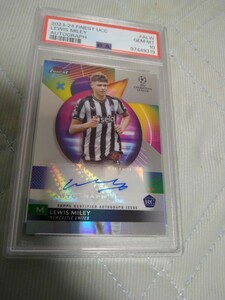 2023-24 TOPPS FINEST UEFA CLUB COMPETITIONS RC AUTO LEWIS MILEY PSA10