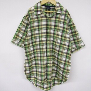 ギャップキッズ 半袖チェックシャツ 左胸ポケット カットソー 男の子用 150サイズ 緑黄茶 キッズ 子供服 GAPKIDS