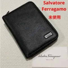 未使用　Salvatore Ferragamo レザー二つ折り財布　ブラック　黒