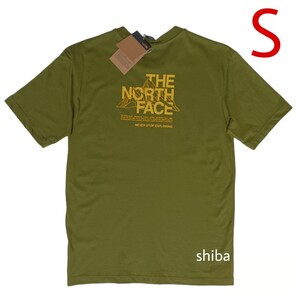 THE NORTH FACE ノースフェイス tシャツ 半袖 マウンテン スケッチ カーキ 緑 イエロー オレンジ 海外Sサイズ