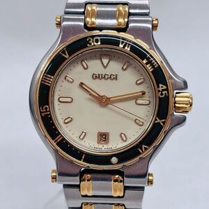 中古/稼動品 GUCCI 9700L QZ レディース 腕時計 緑 クオーツ グッチ ブランド ウォッチ デイト ゴールド