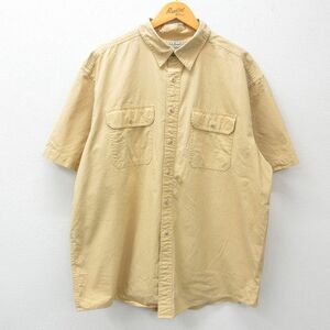 XL/古着 エルエルビーン LLBEAN 半袖 シャツ メンズ 00s 大きいサイズ ロング丈 コットン 黄 イエロー 24apr25 中古 トップス