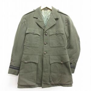 L/古着 長袖 ビンテージ ミリタリー ジャケット 将校服 メンズ 50s ウール 濃緑 グリーン 22nov18 中古 アウター フライト