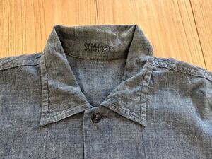 VINTAGE ヴィンテージ US NAVY CHAMBRAY SHIRT シャンブレー シャツ ボックス 耳付き マチ付き ビンテージ