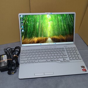 【美品】富士通 ノートパソコン FMV LIFEBOOK AH50/H3 Windows11 Ryzen7 5700U SSD256GB メモリ8GB 15.6型フルHD IPS液晶 ファインシルバー