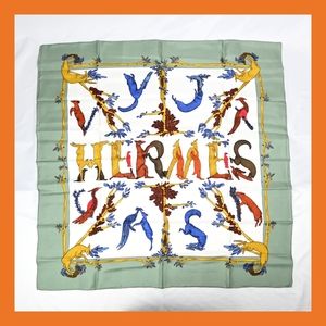 ★極上美品★HERMES カレ90 スカーフ ANIMAL ALPHABET