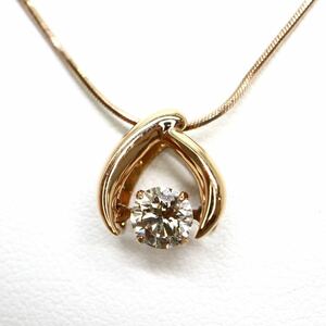《K18PG 天然ダイヤモンドネックレス》J 約3.5g 約45cm 0.30ct diamond necklace jewelry ジュエリー EC8/ED0