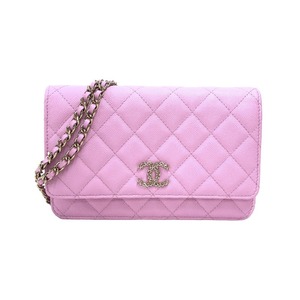 シャネル CHANEL チェーンウォレット AP3180 ピンク　ゴールド金具 キャビアスキン ショルダーバッグ レディース 中古