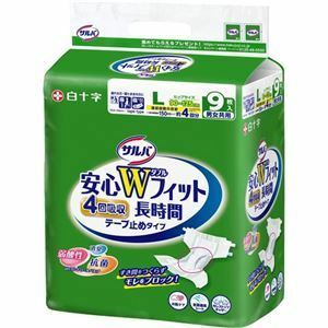 【新品】(まとめ) 白十字 サルバ 安心Wフィット L 1パック(9枚) 【×5セット】