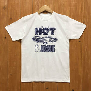 ■ HOT & MUSCLE Tシャツ■Lサイズ（ホワイトxネイビー）チャ－ジャ－　チャレンジャー　ダッジ DODGE MOPAR