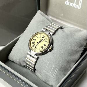 【実働】 Dunhill ダンヒル ミレニアム 腕時計 デイト クオーツ アナログ ラウンド シルバー ゴールド コレクション ウォッチ 稼動 箱付き