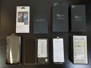 送料無料/超美品/動作確認済/液晶保護フィルム付/L-51A LG Ｖ60 ThinQ 5G デュアルスクリーン付/128GB/Dual Screen/ブラック/黒/black