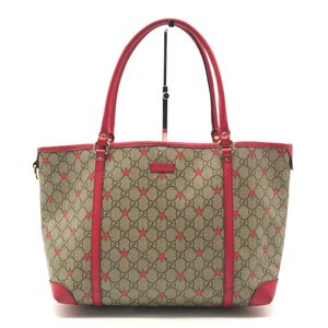 1円 良品 GUCCI グッチ スター GGスプリーム トート バッグ PVC レザー レッド レディース a5904