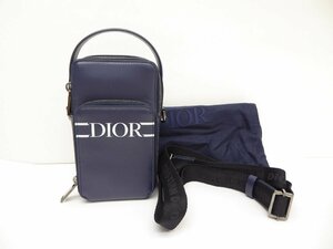 Dior ディオール グレインドカーフレザー マイクロポーチ ショルダー 鞄 △WP1999