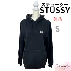 ♡美品♡STUSSY ステューシー パーカー 長袖 ワンポイント バックロゴ ビッグロゴ マフポケット メンズ レディース ユニセックス ブラック S 平置き採寸をご確認ください