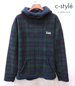 P427 [秋冬物][人気] KITH キス パーカー XL グリーン系 Adrian Sherpa Hoodie フーディー チェック柄 KH2563 | G★