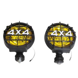 【１円オークション】４×４ フォグライト ドライビングライト 12V H3 55W 4WD 四駆車 ハロゲン 2個セット イエロー HT-27YR BAS0582