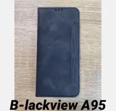 B-lackview A95 スマホ　ケース　手帳型 レザー 黒　カード収納