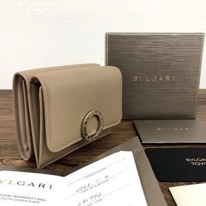 送料込み！ 未使用品 BVLGARI コンパクトウォレット 291770 ベージュ 箱付き 43