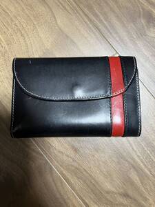 【美品】Whitehouse Cox ホワイトハウスコックス begin別注 S7660 3FOLD WALLET ブライドルレザー ブラック レッド