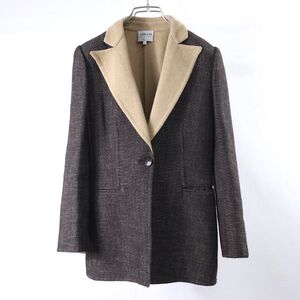 3-ZK045 アルマーニコレツィオーニ ARMANI COLLEZIONI 高級ライン ダブルフェイス ジャケット ダークブラウン/ベージュ 42 レディース