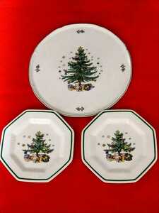 クリスマス食器　NIKKO　クリスマス大皿、小皿3枚セット　クリスマスツリー　ケーキ皿　オードブル　ブランド洋食器　盛皿　パーティー皿