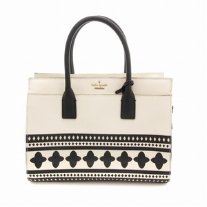 ケイトスペード KATE SPADE 美品 ハンドバッグ ショルダー 2way クロスボディー カットワーク 白 ホワイト 黒 ブラック PXRU7514 /TZ 1118