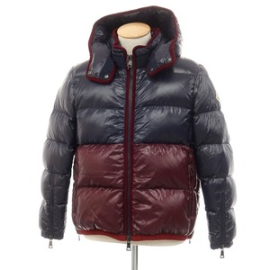 【中古】モンクレール MONCLER ナイロン ダウンジャケット ダークネイビーxボルドー【サイズ（0）】