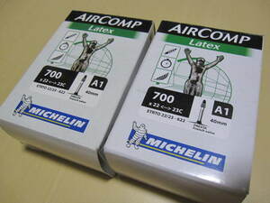 【即決価格】MICHELIN(ミシュラン) インナーチューブ ラテックスチューブ AIRCOMP A1 700×22/23C 40mm 新品未使用 ペア