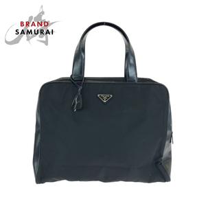 美品 PRADA プラダ テスート 三角ロゴプレート ブラック 黒 シルバー金具 ナイロン B7563 ハンドバッグ レディース 408916