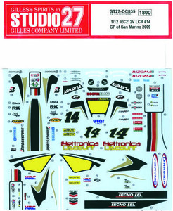 【STUDIO27】1/12 RC212V #14 サンマリノ 2009 デカール