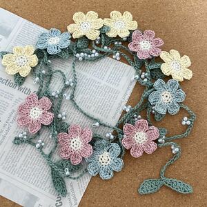 ハンドメイド くすみパステルカラー　お花ラリエット ネックレス　モチーフ　ガーランド