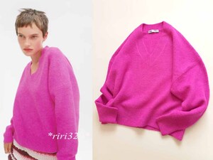 ZARA / ザラ 綺麗色 ふっくらソフトニット ショートＭ/マゼンタピンク