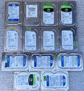 【中古】3.5インチ HDD 13台 1TB 4台 500GB 9台 使用1万時間未満 / WD MARSHAL SEAGATE / WD10EZEX ST100DM010 ST500DM002 等