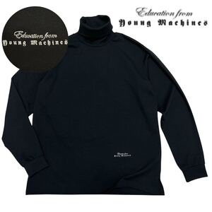 極美品■ラブレス エデュケーション■ニットジャージー タートルネック カットソー L 黒 ロングTシャツ Education from Youngmachines 