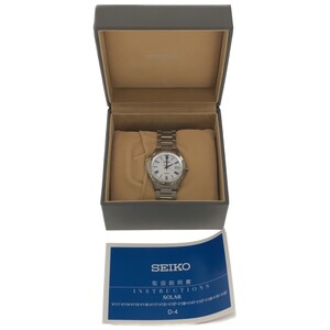 【美品 稼働 付属品有】SEIKO DOLCE V147-0BF0 セイコー ドルチェ ソーラー デイト ホワイト文字盤 チタニウム メンズ 腕時計 現状品 T1118