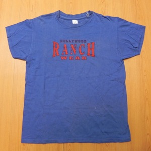 レア USA製 ハリウッドランチマーケット プリントTシャツ メンズ Mサイズ インディゴカラー ハリラン HRM 古着 made in USA★h