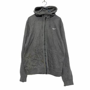 NIKE ジップアップ フーディー L グレー ナイキ ロゴ パーカー スポーツ 古着卸 アメリカ仕入 a504-6151