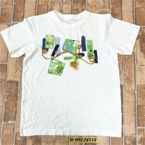 UNIQLO ユニクロ キッズ パッチワーク ビーズ付き プリント 半袖Tシャツ 150 白 綿100%