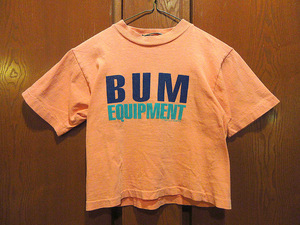 ビンテージ90’s●BUM EQUIPMENTキッズコットンプリントTシャツサーモンピンクsize 4●210503s11-k-tsh子供服トップスUSA製