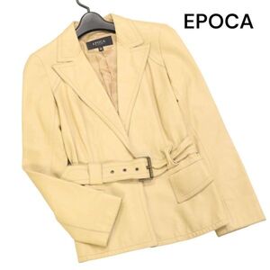 EPOCA エポカ 通年 ベルト付き♪ 羊革 ラム レザー テーラード ジャケット Sz.38　レディース　K4T00302_3#O