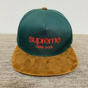 ほぼ新品 Supreme Classic Logo Suede Visor 5-Panel Cap Green Free 15aw 2015年 緑 グリーン クラシックロゴ スエード バイザー 5パネル